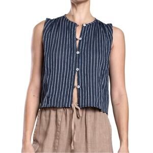 Pharaoh Collection Jillian Top in Heritage Dobby Ink Size 2/Med NEW